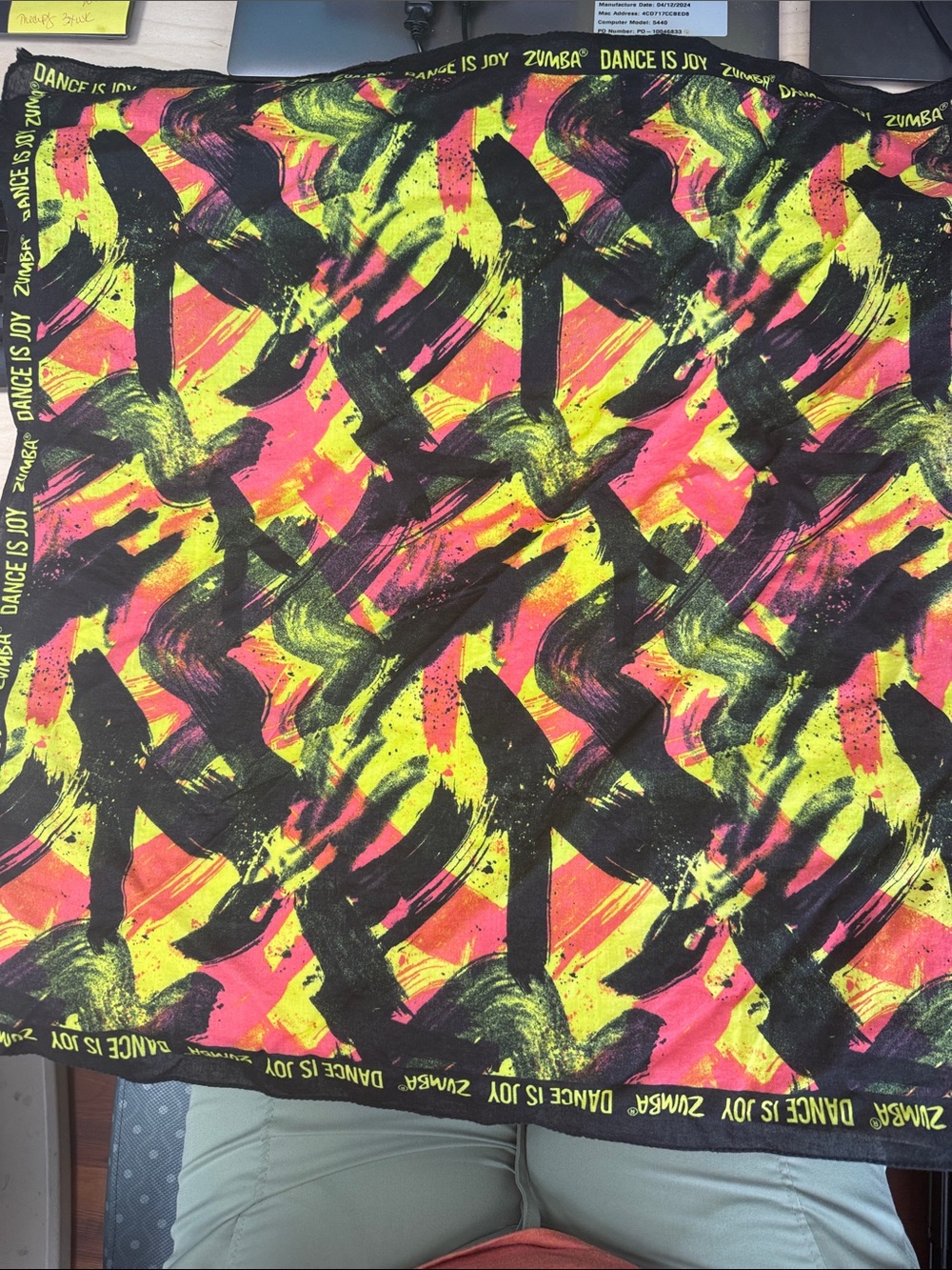 Bandana - Zumba Fitness Neon Black Brushstroke Abstract Textile